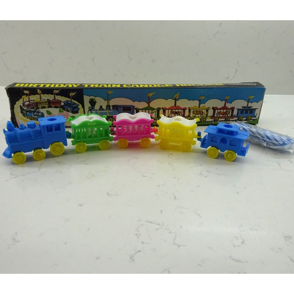 Vintage Circus Train Birthday Candle Holder Cake Topper Hong Kong Original Box